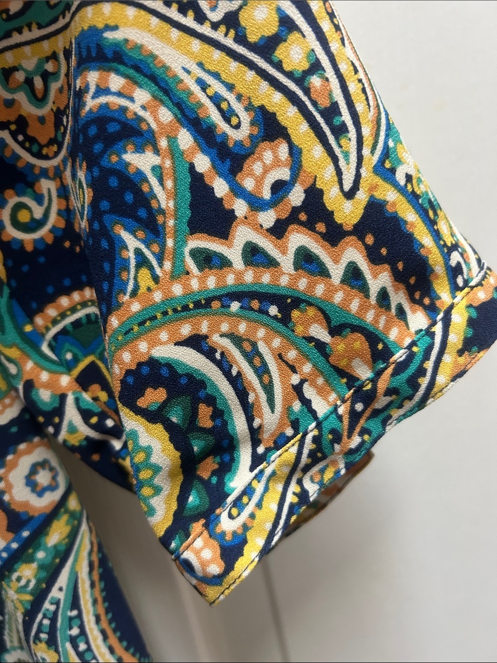 Liz Claiborne Navy Paisley Midi Dress with Green and Cream Accents - Picture 3 of 7